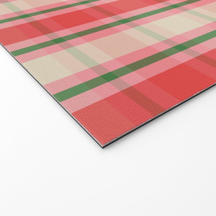 Christmas Cottage Plaid Pattern Red Pink Green Welcome Mat Gallery Image 2