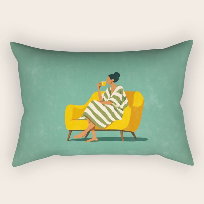 Quiet Coffee Moment at Home Rectangular Pillow Gallery Image 1