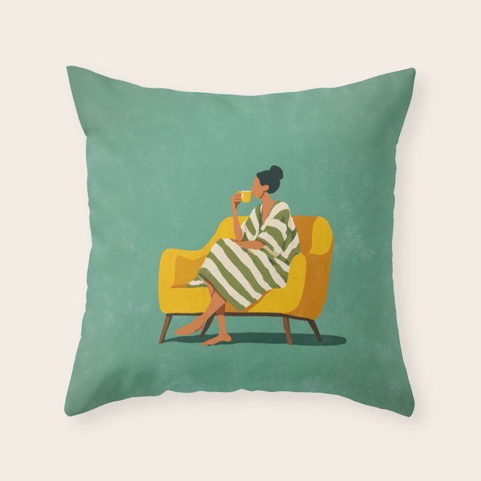 Quiet Coffee Moment at Home Throw Pillow Gallery Image 6