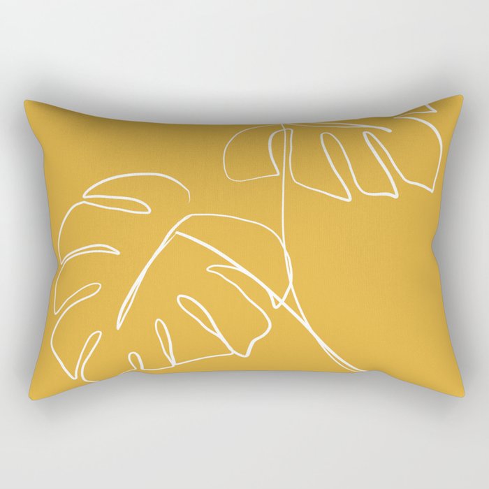 Monstera minimal - yellow Rectangular Pillow Gallery Image 2