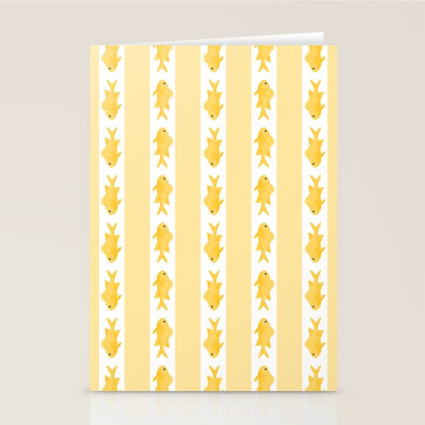 Coastal Fish Stripes Contemporary Cottage Pattern in Pastel Yellow and White Stationery Card Gallery Image 2