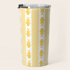 Coastal Fish Stripes Contemporary Cottage Pattern in Pastel Yellow and White Travel Mug Gallery Image 3