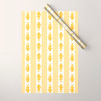 Coastal Fish Stripes Contemporary Cottage Pattern in Pastel Yellow and White Wrapping Paper Gallery Image 1