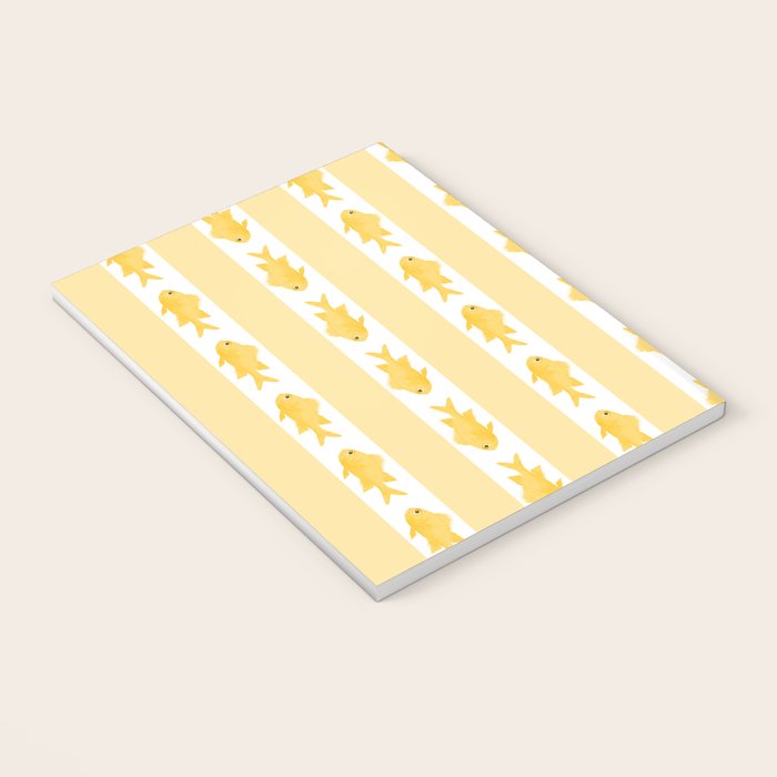 Coastal Fish Stripes Contemporary Cottage Pattern in Pastel Yellow and White Notebook Gallery Image 3
