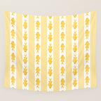Coastal Fish Stripes Contemporary Cottage Pattern in Pastel Yellow and White Wall Tapestry Gallery Image 4