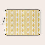 Coastal Fish Stripes Contemporary Cottage Pattern in Pastel Yellow and White Laptop Sleeve Gallery Image 1