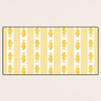 Coastal Fish Stripes Contemporary Cottage Pattern in Pastel Yellow and White Desk Mat Gallery Image 3
