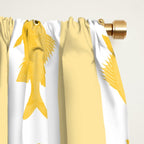 Coastal Fish Stripes Contemporary Cottage Pattern in Pastel Yellow and White Window Curtain Gallery Image 2