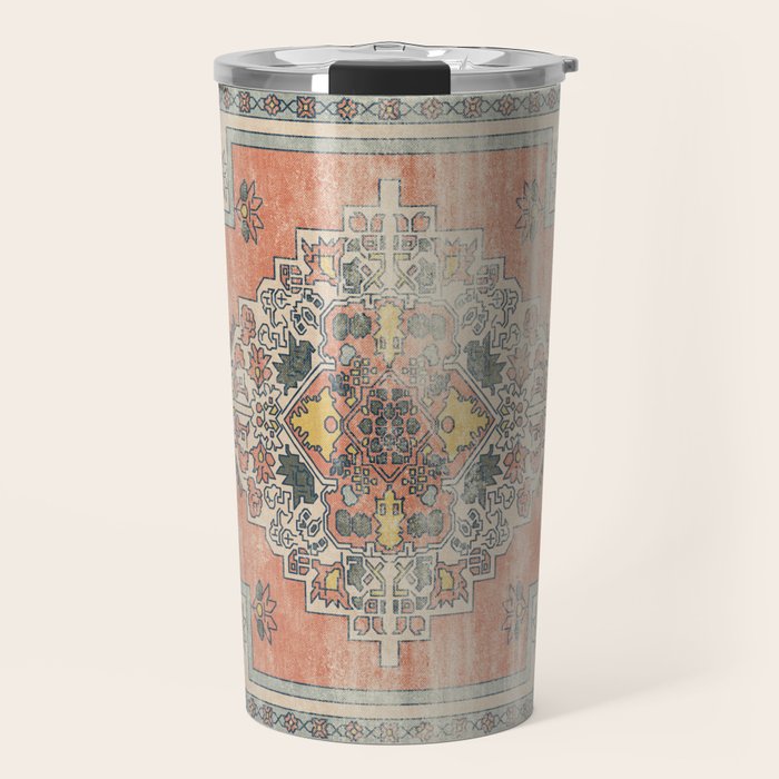 turkish floral - orange & olive green Travel Mug Gallery Image 1