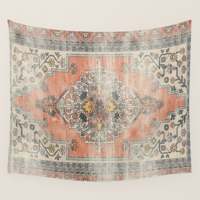 turkish floral - orange & olive green Wall Tapestry Gallery Image 4
