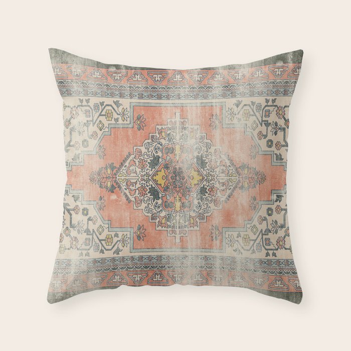 turkish floral - orange & olive green Throw Pillow Gallery Image 6