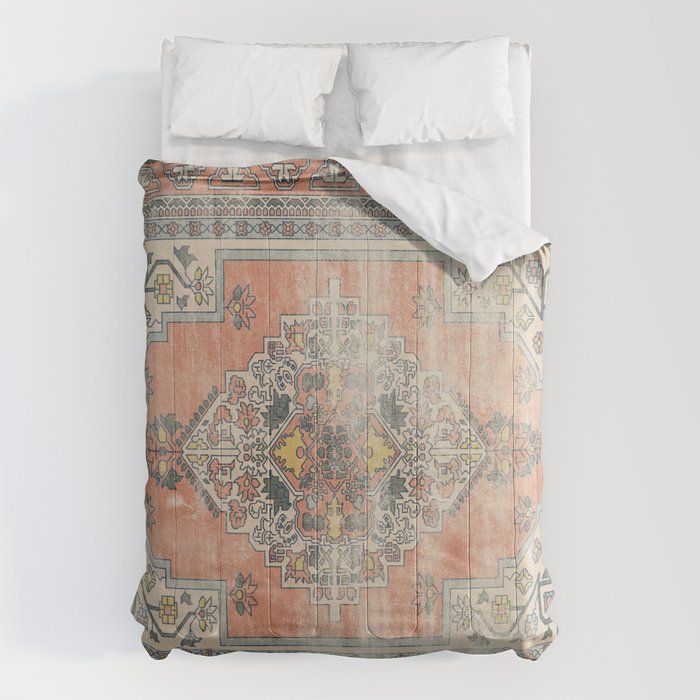 turkish floral - orange & olive green Comforter Gallery Image 1