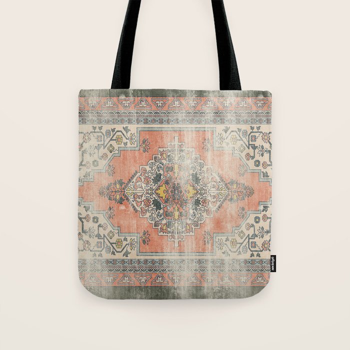 turkish floral - orange & olive green Tote Bag Gallery Image 1