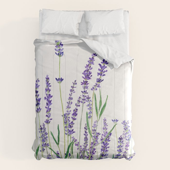 lavender watercolor horizontal Comforter Gallery Image 6