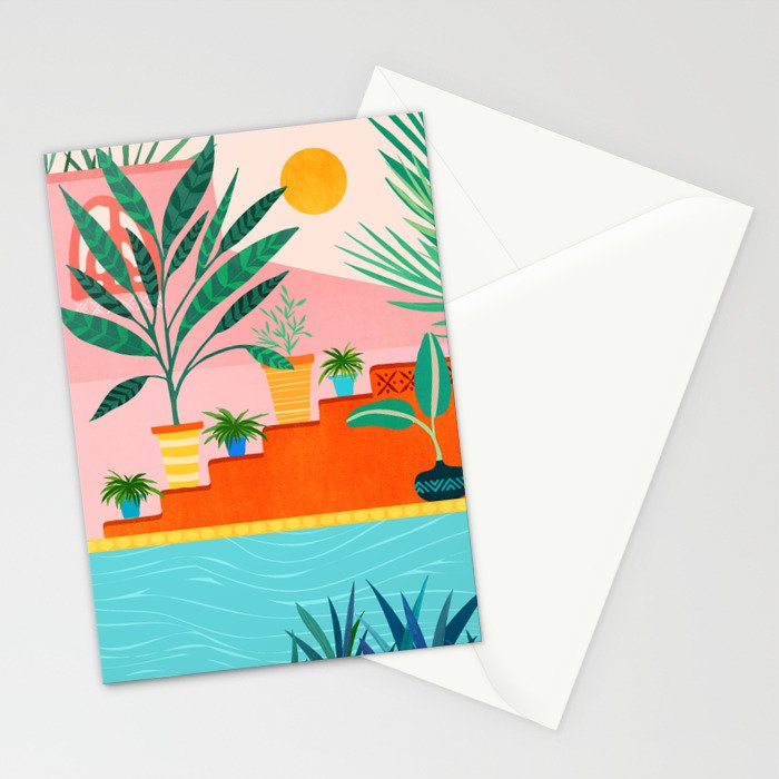 Costa Rica Poolside Landscape Stationery Card Gallery Image 2