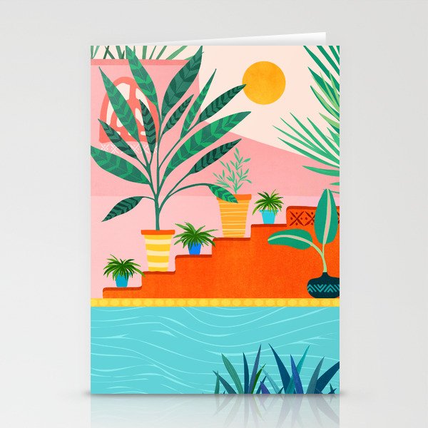 Costa Rica Poolside Landscape Stationery Card Gallery Image 1
