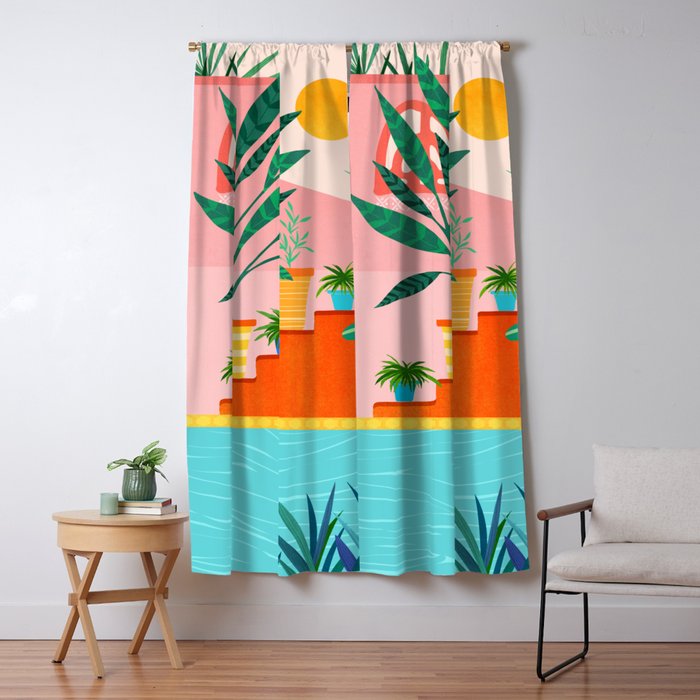 Costa Rica Poolside Landscape Window Curtain Gallery Image 5