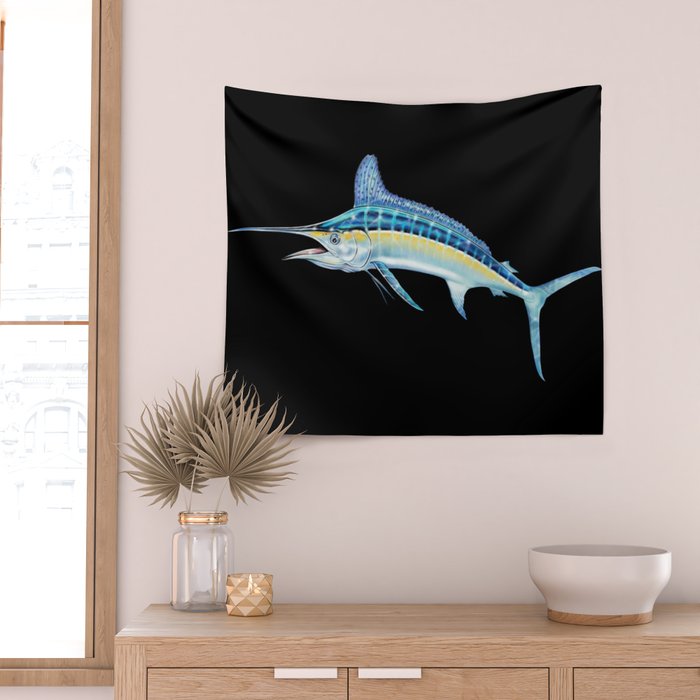 White Marlin Wall Tapestry Gallery Image 2
