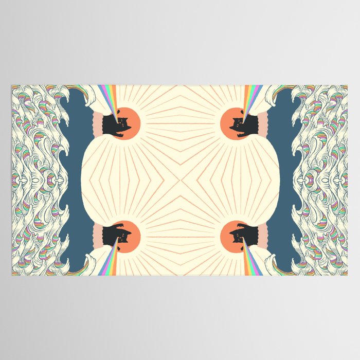 Meowtain cat 5 rainbow wave catzilla  Tablecloth Gallery Image 2
