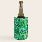 Jumbo Tie Dye Batik in Bright Green Circling Swirls on Teal Wine Chiller Gallery Image 1