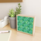 Jumbo Tie Dye Batik in Bright Green Circling Swirls on Teal Mini Art Print Gallery Image 2