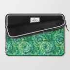 Jumbo Tie Dye Batik in Bright Green Circling Swirls on Teal Laptop Sleeve Gallery Image 2