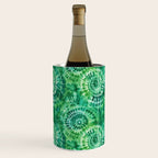 Jumbo Tie Dye Batik in Bright Green Circling Swirls on Teal Wine Chiller Gallery Image 2