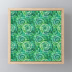 Jumbo Tie Dye Batik in Bright Green Circling Swirls on Teal Mini Art Print Gallery Image 1