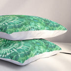 Jumbo Tie Dye Batik in Bright Green Circling Swirls on Teal Pillow Sham Gallery Image 3
