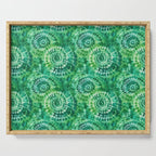 Jumbo Tie Dye Batik in Bright Green Circling Swirls on Teal Serving Tray Gallery Image 1