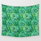 Jumbo Tie Dye Batik in Bright Green Circling Swirls on Teal Wall Tapestry Gallery Image 4