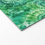 Jumbo Tie Dye Batik in Bright Green Circling Swirls on Teal Welcome Mat Gallery Image 2