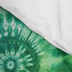 Jumbo Tie Dye Batik in Bright Green Circling Swirls on Teal Comforter Gallery Image 4