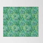 Jumbo Tie Dye Batik in Bright Green Circling Swirls on Teal Throw Blanket Gallery Image 2
