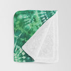Jumbo Tie Dye Batik in Bright Green Circling Swirls on Teal Throw Blanket Gallery Image 3