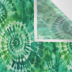 Jumbo Tie Dye Batik in Bright Green Circling Swirls on Teal Wall Tapestry Gallery Image 3