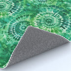Jumbo Tie Dye Batik in Bright Green Circling Swirls on Teal Rug Gallery Image 4