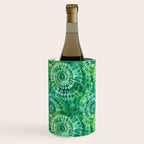 Jumbo Tie Dye Batik in Bright Green Circling Swirls on Teal Wine Chiller Gallery Image 3