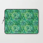Jumbo Tie Dye Batik in Bright Green Circling Swirls on Teal Laptop Sleeve Gallery Image 1