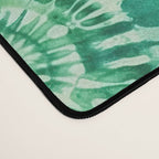 Jumbo Tie Dye Batik in Bright Green Circling Swirls on Teal Desk Mat Gallery Image 4