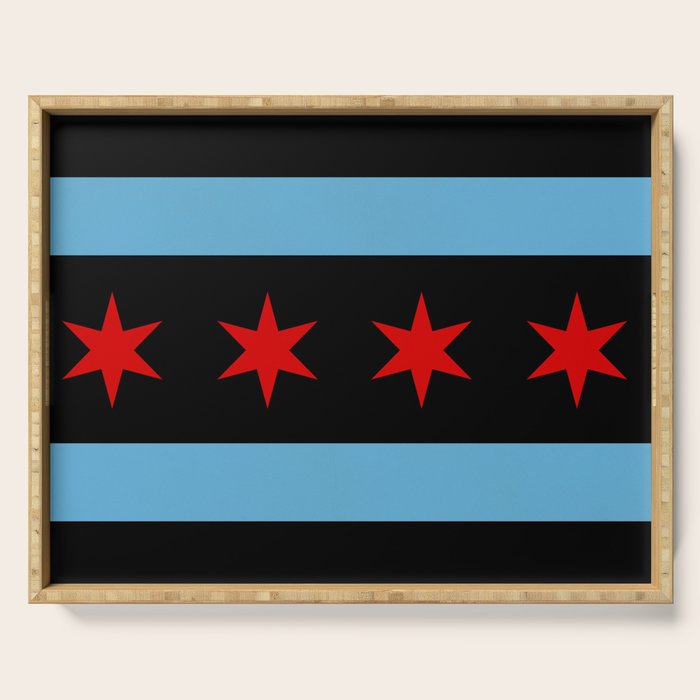 Black Chicago Flag Serving Tray Gallery Image 1