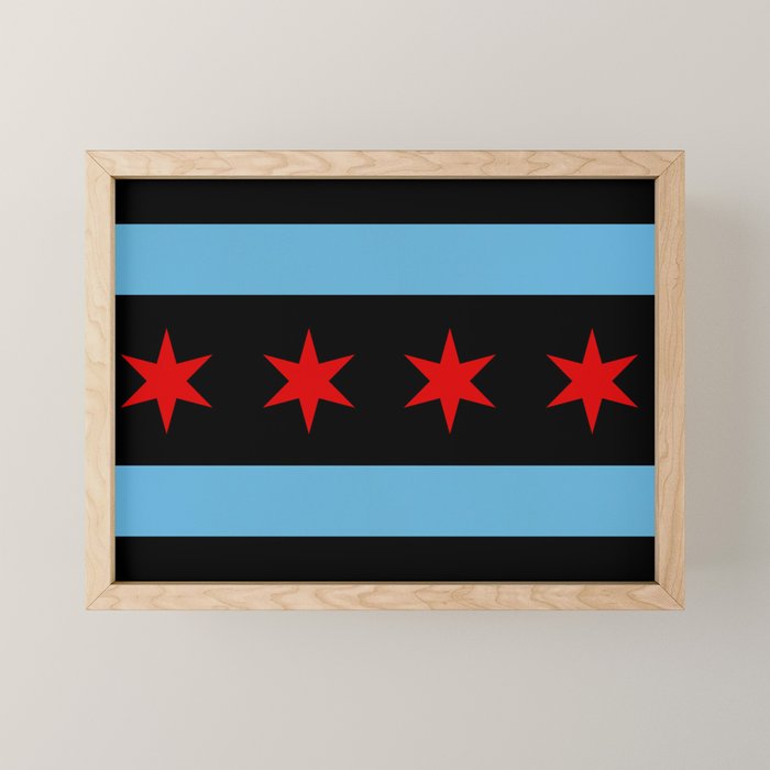 Black Chicago Flag Mini Art Print Gallery Image 1