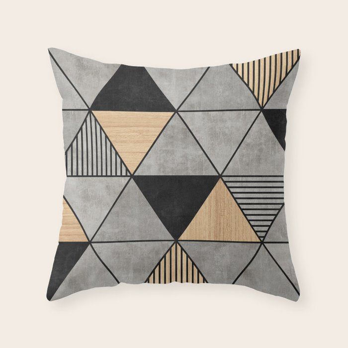 Concrete and Wood Triangles 2 Throw Pillow Gallery Image 6