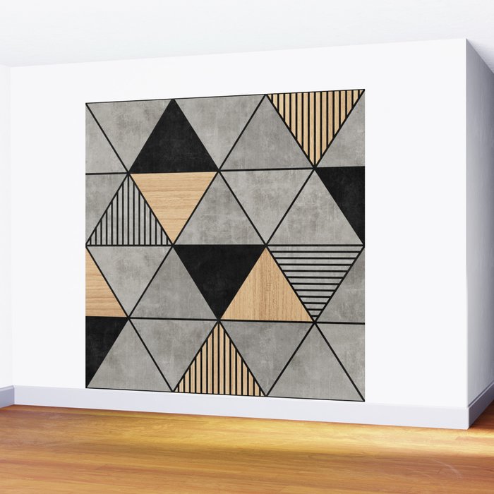 Concrete and Wood Triangles 2 Wall Mural Gallery Image 2