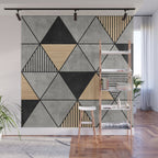 Concrete and Wood Triangles 2 Wall Mural Gallery Image 1