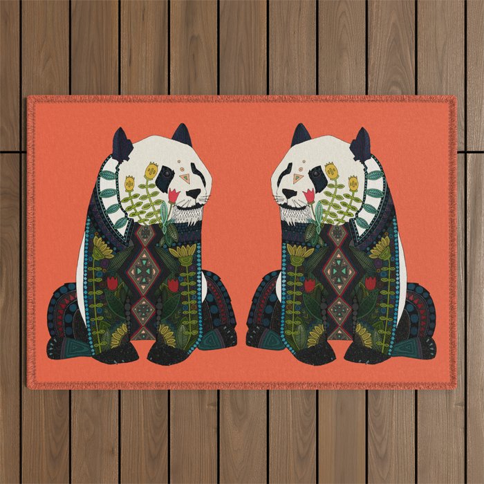 panda orange Outdoor Rug Gallery Image 1