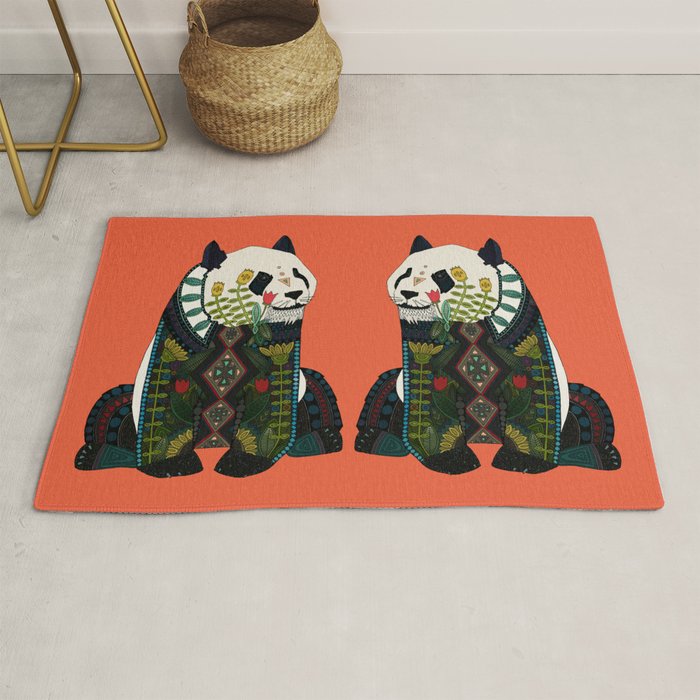 panda orange Rug Gallery Image 1