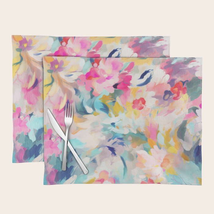Colorful Abstract Design Rainbow Bold Bright Flowers Placemat Gallery Image 1