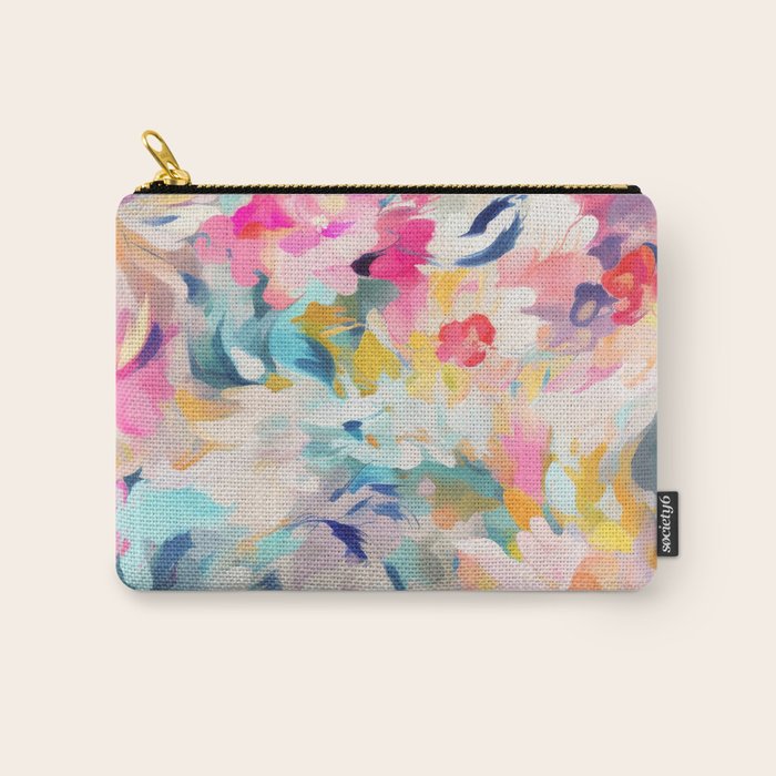 Colorful Abstract Design Rainbow Bold Bright Flowers Carry All Pouch Gallery Image 1