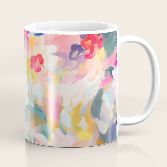 Colorful Abstract Design Rainbow Bold Bright Flowers Coffee Mug Gallery Image 1